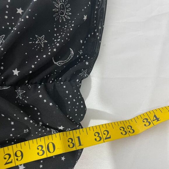 Ultra Flirt Ruched Dress M Celestial Gypsy Black Moon Stars Cottagecore Goth - Picture 7 of 7